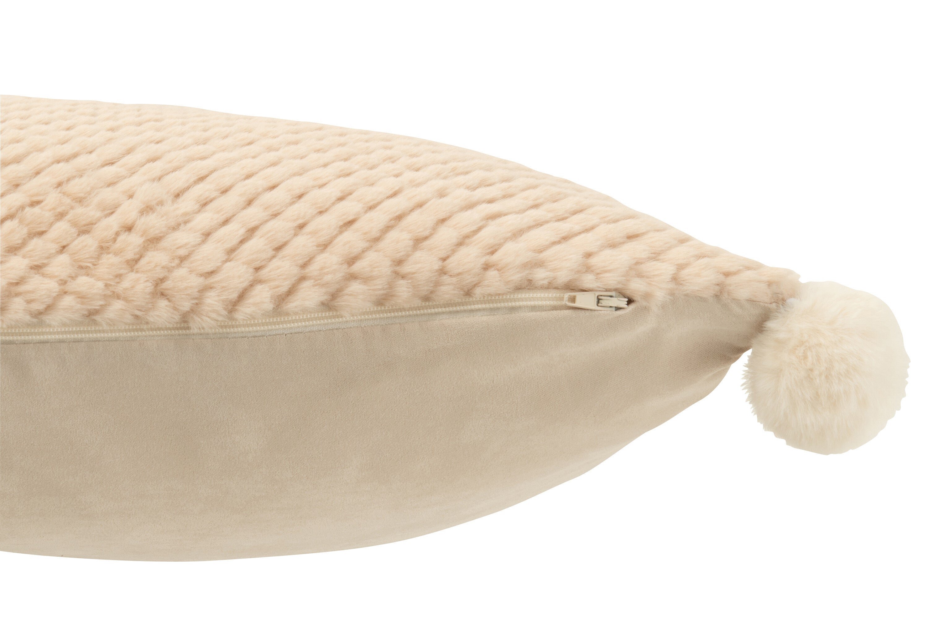 J-Line Kussen Zacht Pompoms Polyester Beige
