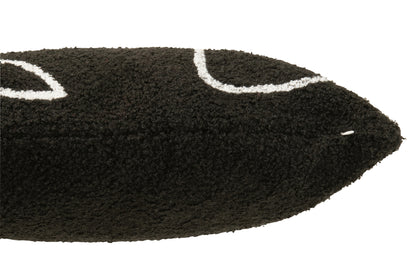 J-Line Kussen Gezicht Abstract Boucl -  Zwart/Wit