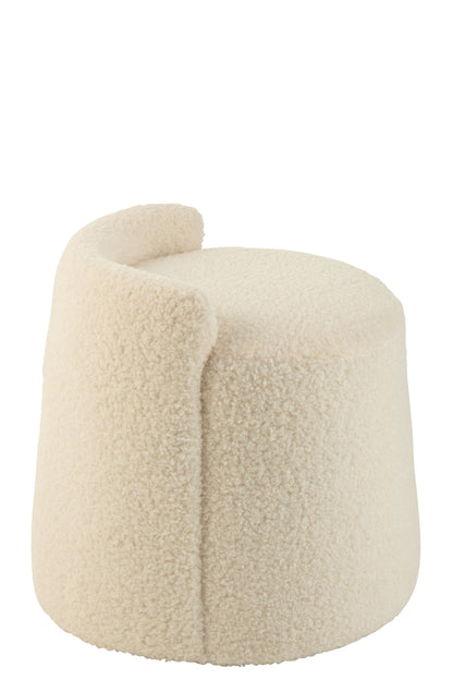 Pouf Teddy Round+Back Bouclé Wit