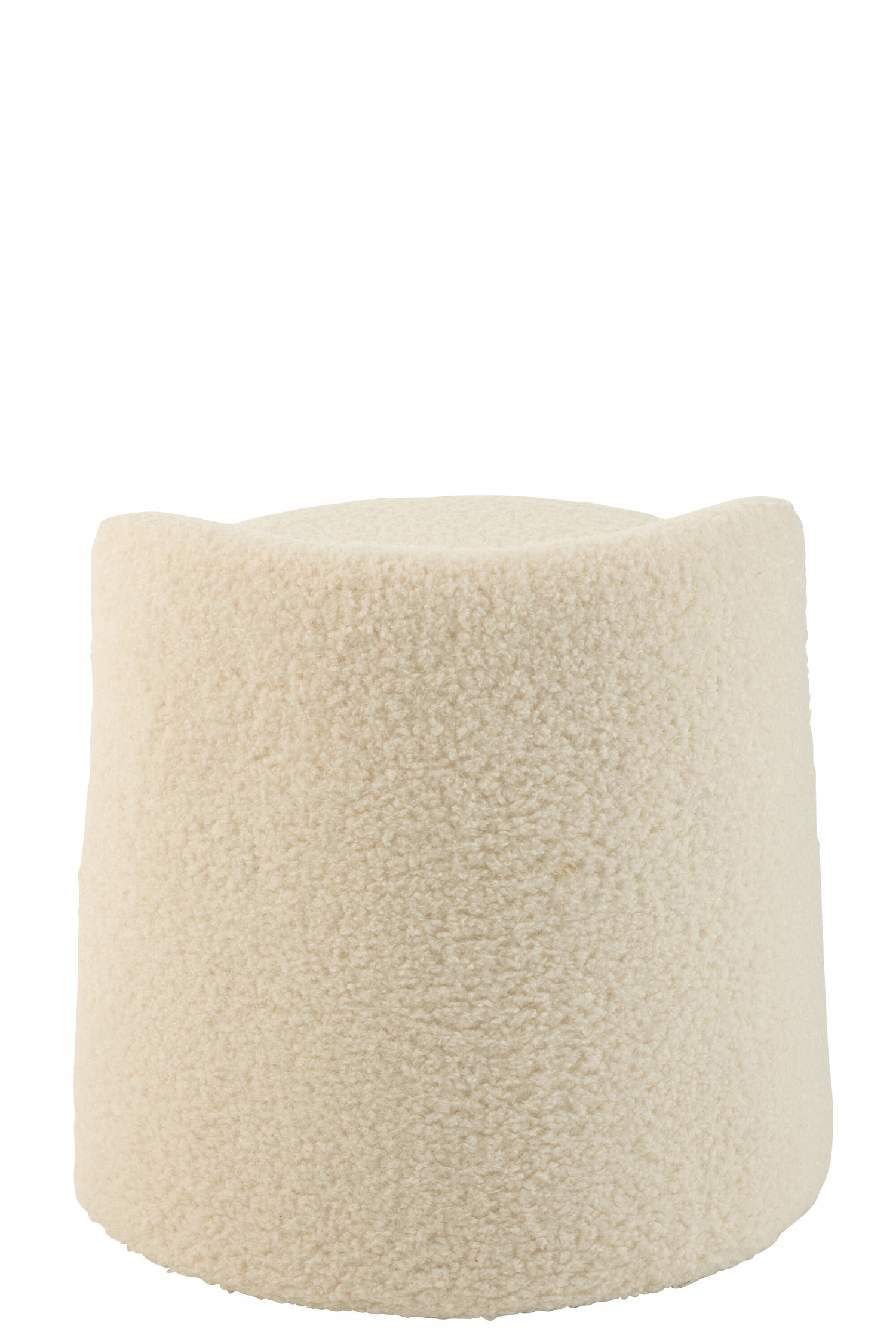 Pouf Teddy Round+Back Bouclé Wit