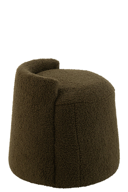 Pouf Teddy Round+Back Bouclé Groen