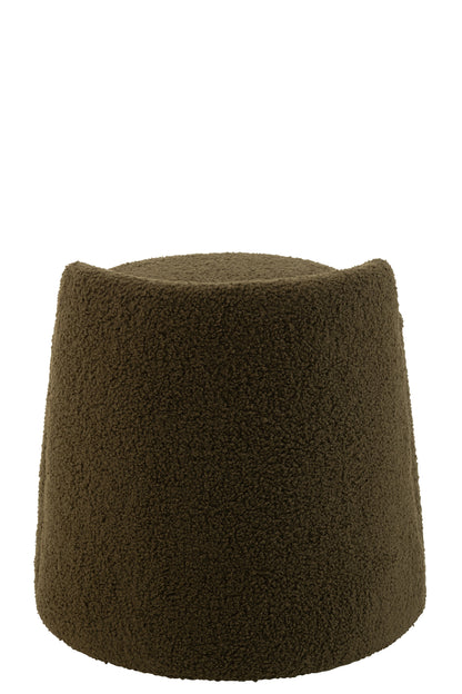Pouf Teddy Round+Back Bouclé Groen