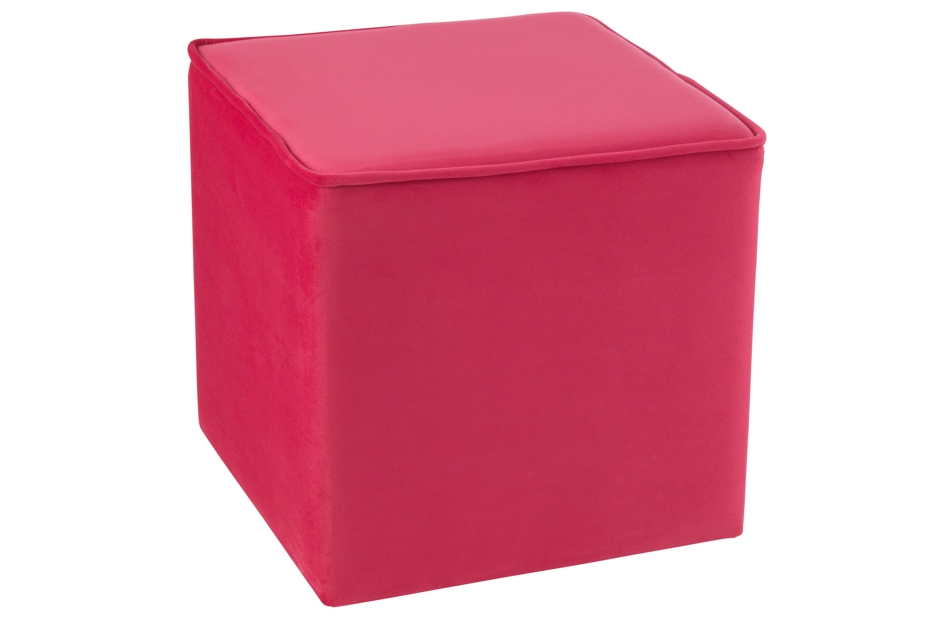 J-Line Poef Kubus Velvet Fel Roze