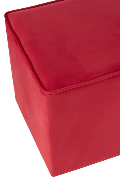 J-Line Poef Kubus Velvet Framboos Roze