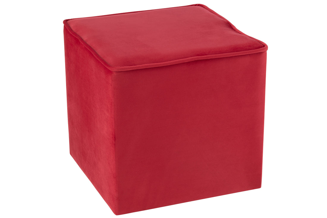 J-Line Poef Kubus Velvet Framboos Roze