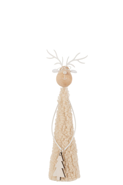 Rendier Deco Teddy Metaal/Hout Beige/Natuurlijk Klein