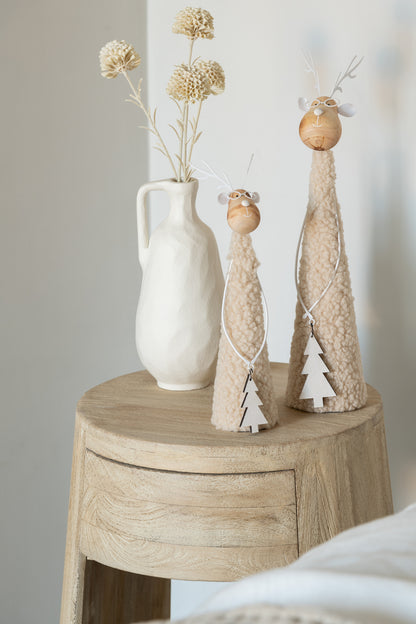Rendier Deco Teddy Metaal/Hout Beige/Natuurlijk Groot