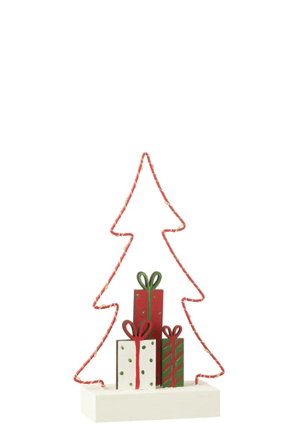 J-Line Christmas Tree+Gifts Led White/Red/Green Small