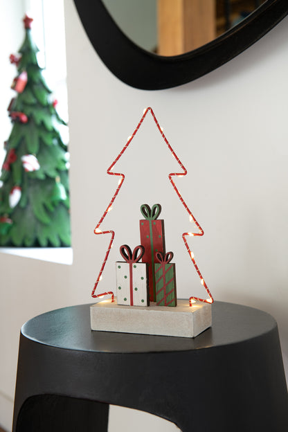 J-Line Christmas Tree+Gifts Led White/Red/Green Small