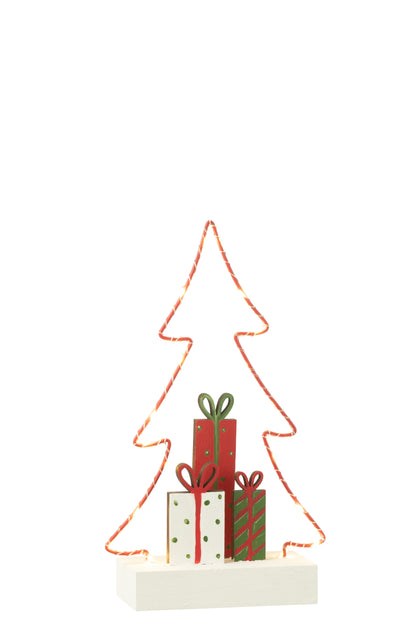 J-Line Christmas Tree+Gifts Led White/Red/Green Small