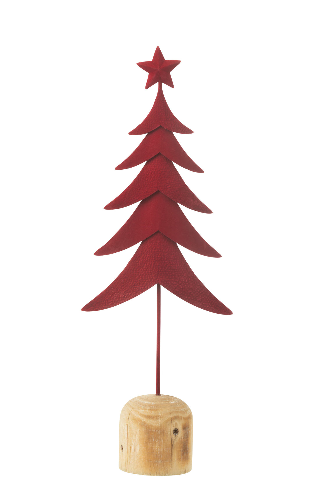 J-Line Kerstboom op voet + ster metaal/hout rood groot