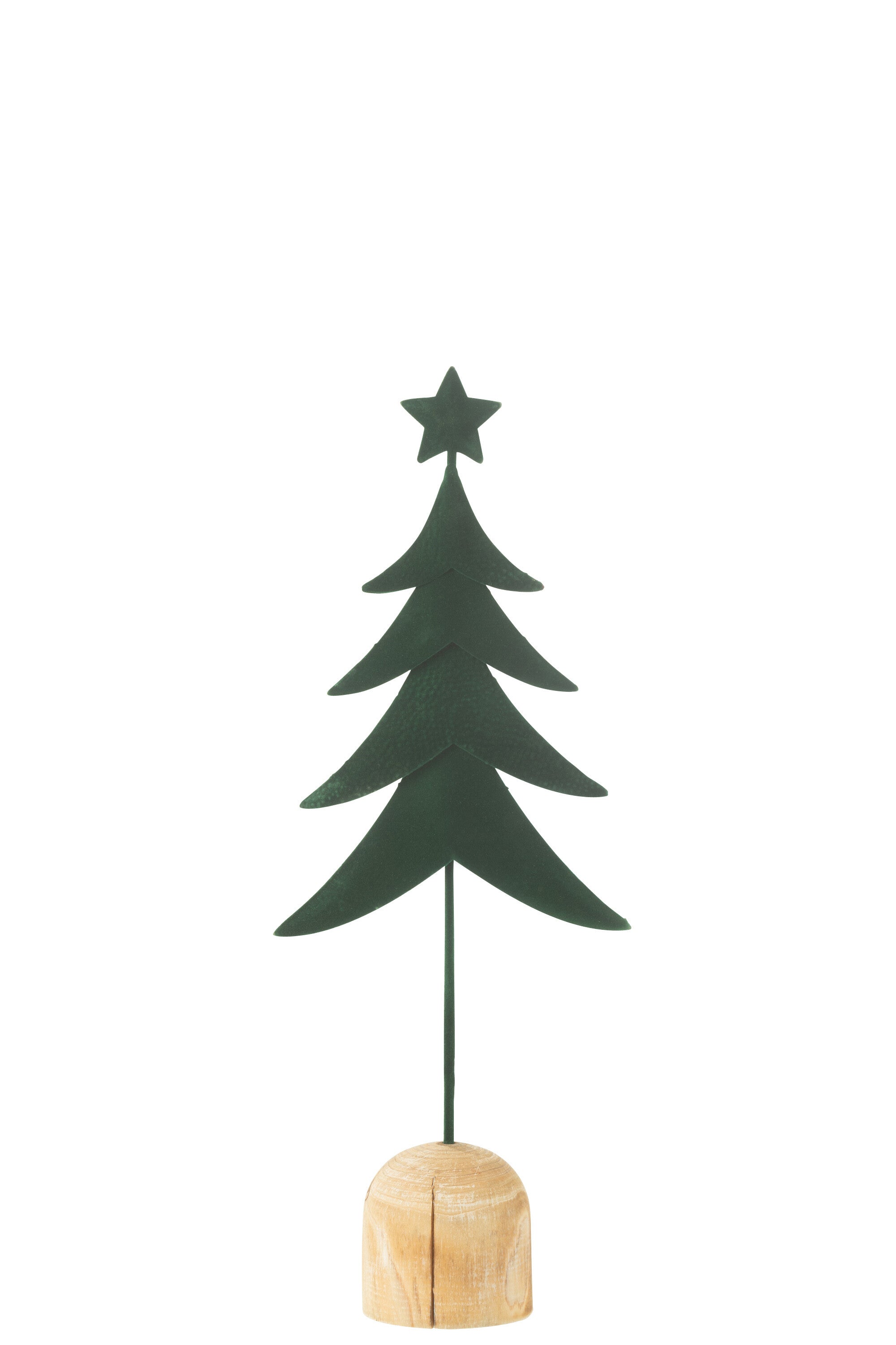 J-Line Christmas Tree On Foot+Star Metal/Wood Dark Green Small