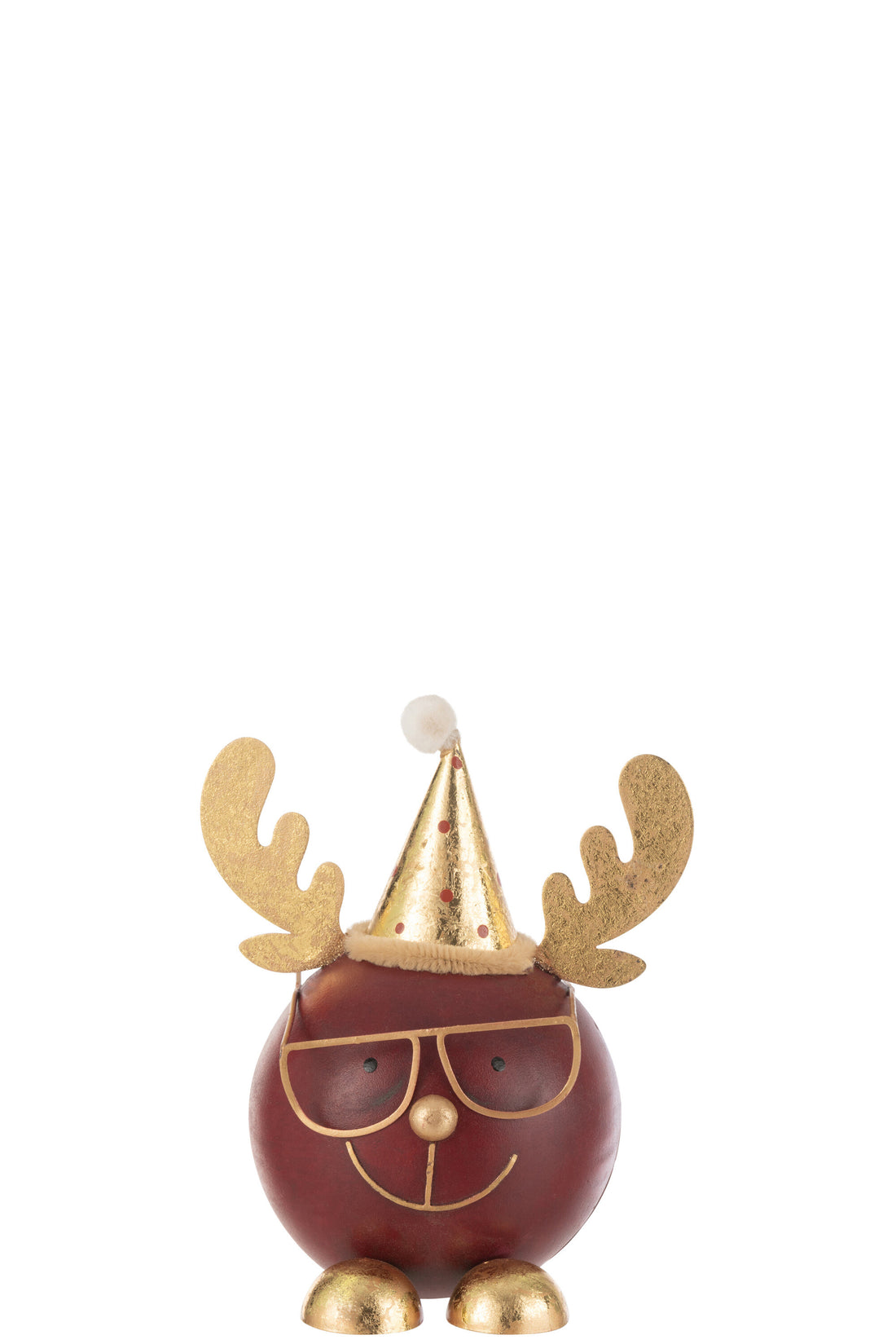 Rendier Ronde Gezicht+Bril Metaal Roest/Goud Groot