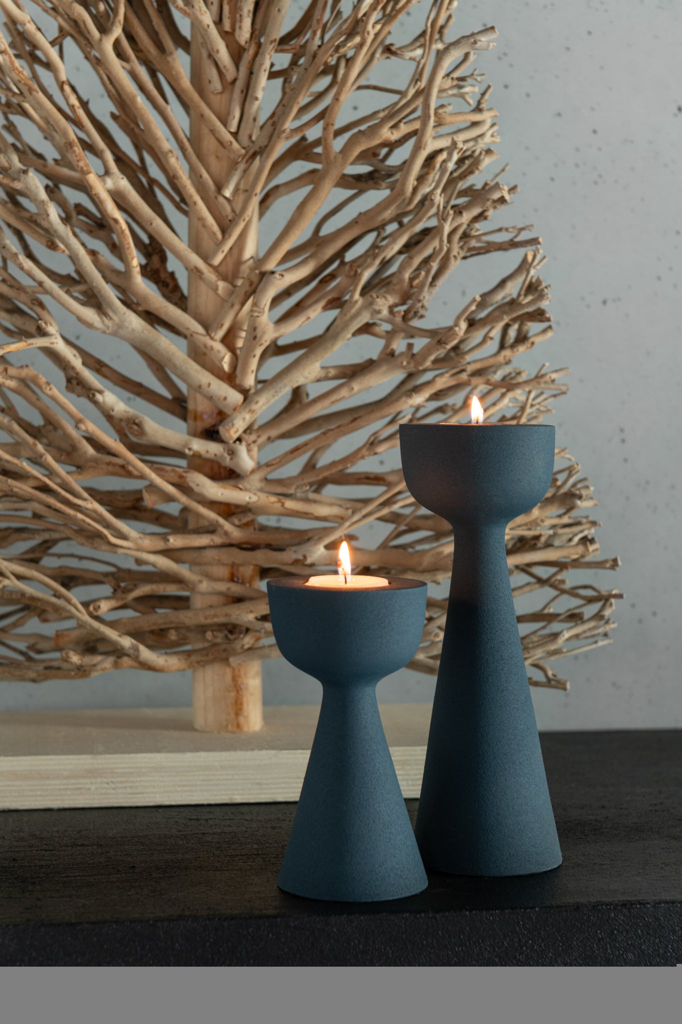 Kaarsenhouder kegel aluminium blauw klein