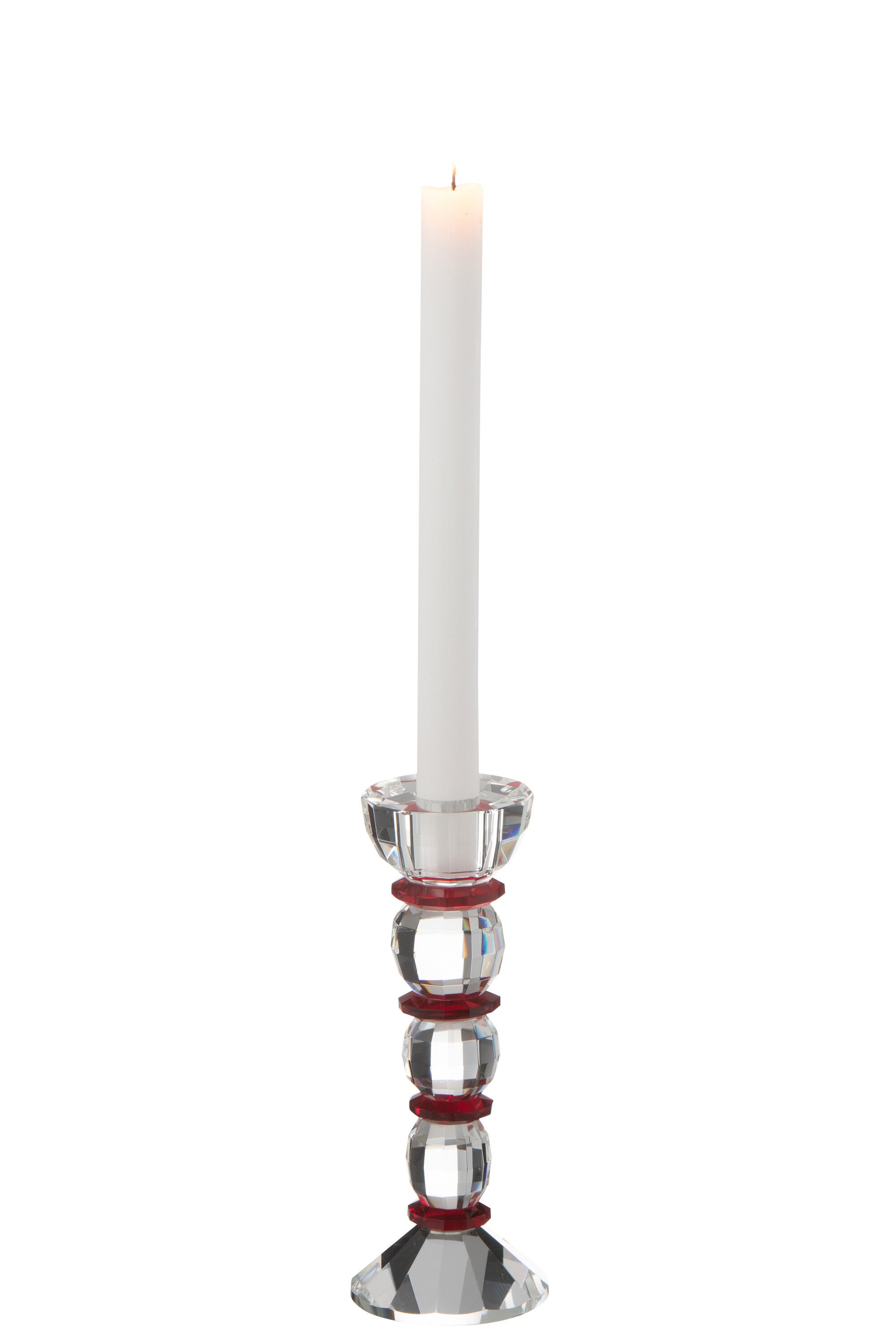 Kaarsenhouder Annie Kristal Rood/Transparant Klein