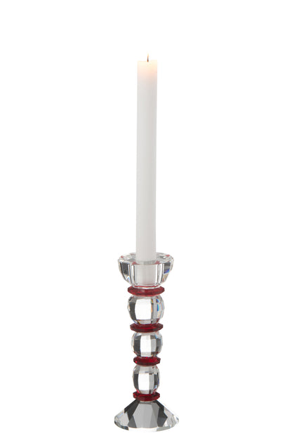 Kaarsenhouder Annie Kristal Rood/Transparant Klein