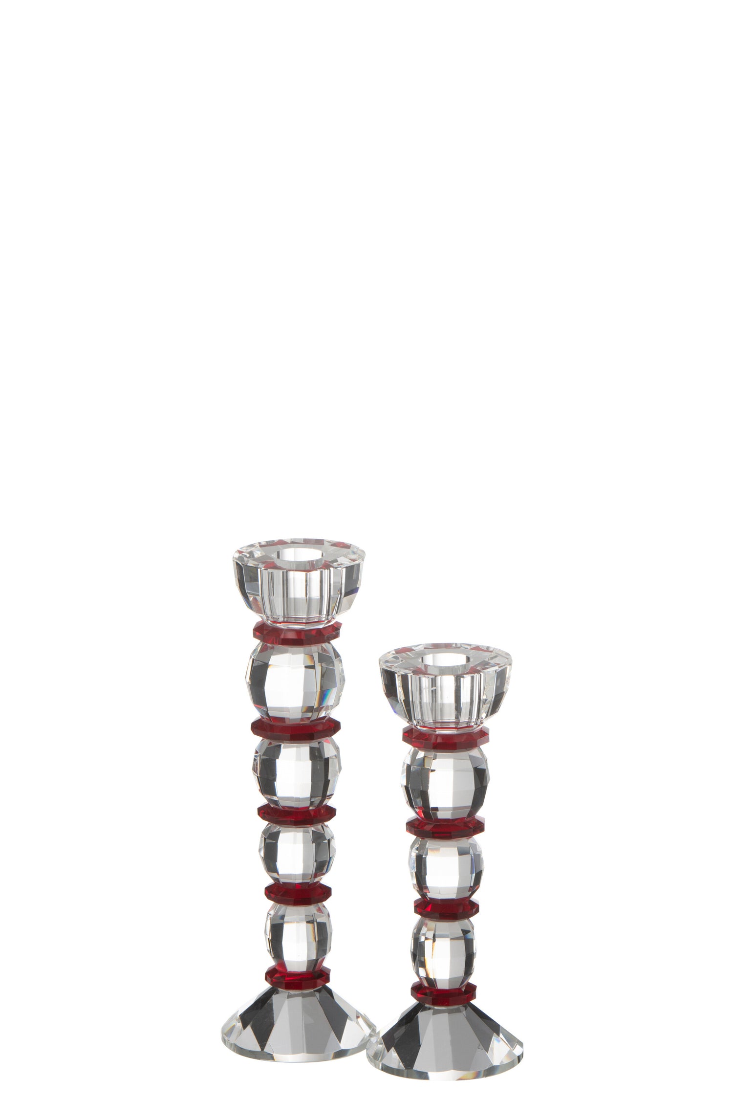 Kaarsenhouder Annie Kristal Rood/Transparant Groot