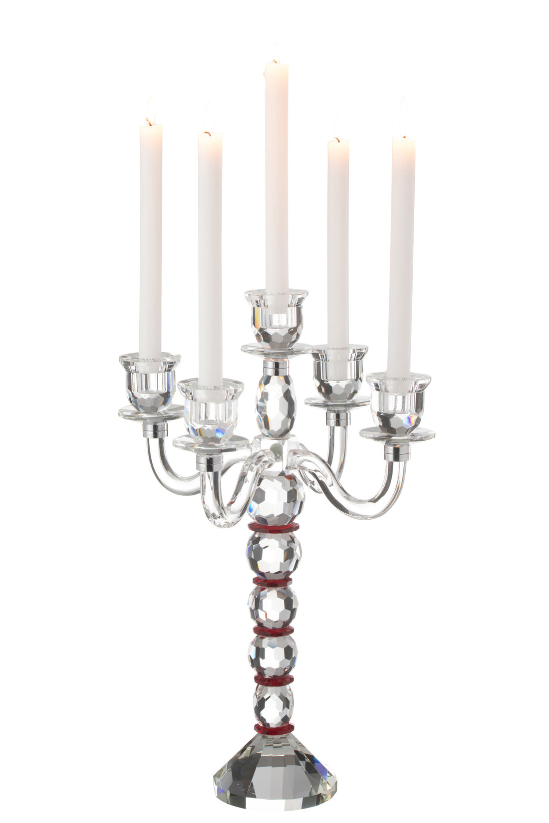 Kaarsenhouder Annie 5 Armen Rood/Transparant