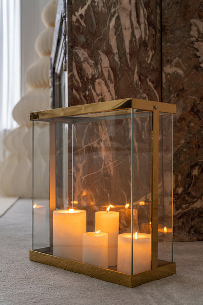 Lantaarn Rechthoekig Enma IJzer/Glas Goud Groot