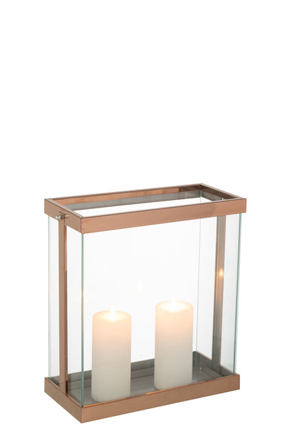 Lantaarn Rechthoekig Enma IJzer/Glas Koper Klein