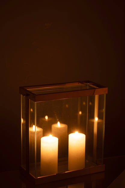 Lantaarn Rechthoekig Enma IJzer/Glas Koper Klein