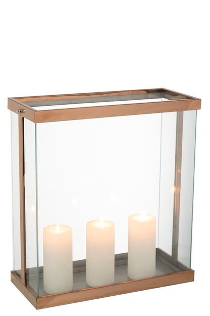 Lantaarn Rechthoekig Enma IJzer/Glas Koper Groot