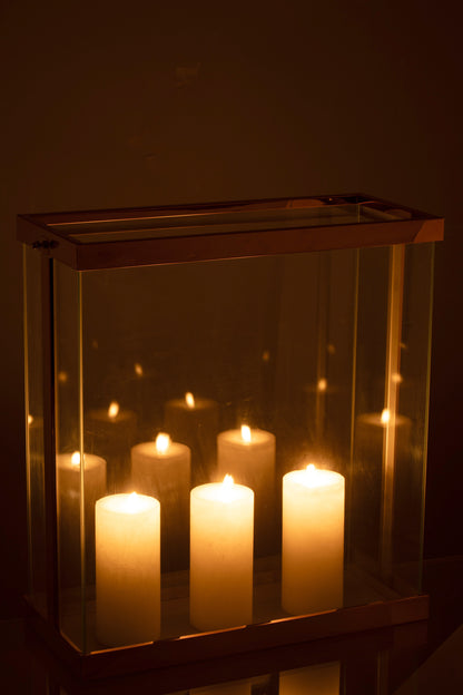 Lantaarn Rechthoekig Enma IJzer/Glas Koper Groot