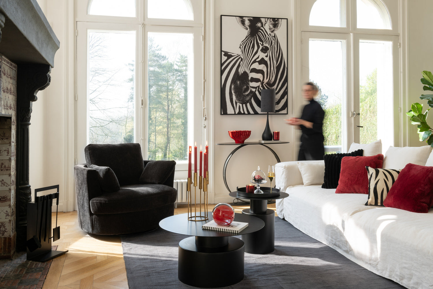 Wanddecoratie Zebra Canvas/Kunststof Zwart/Wit