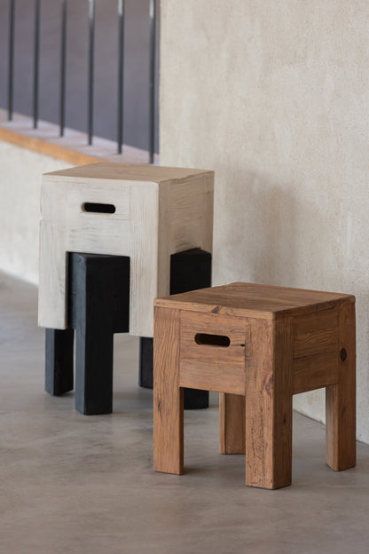 Kruk van grenenhout wit