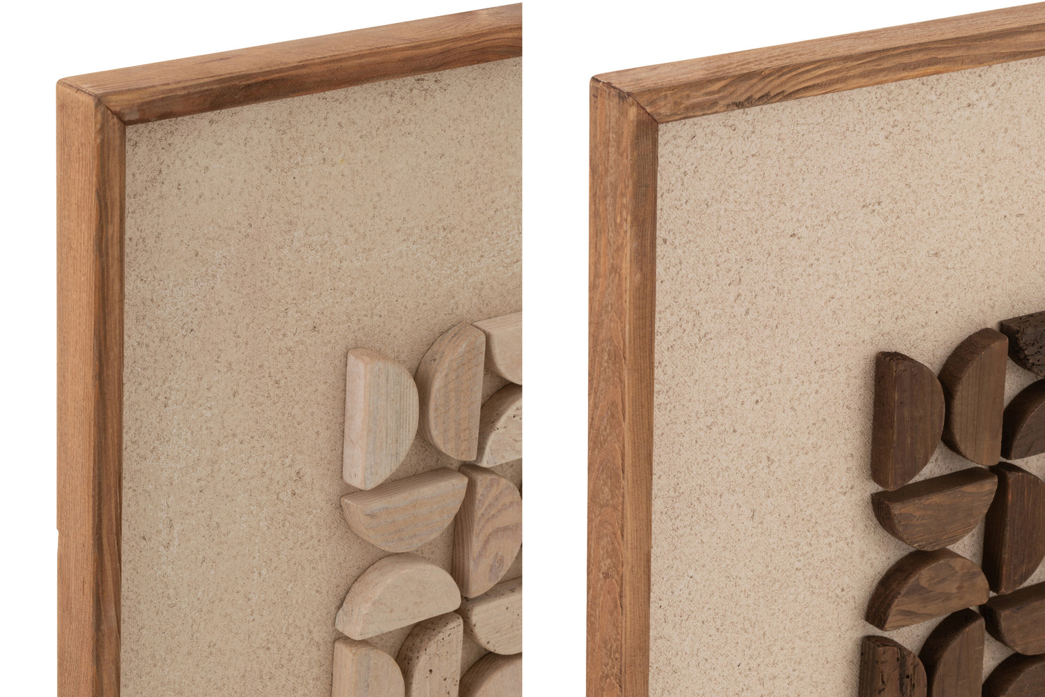 Wanddecoratie Rob van grenenhout/canvas wit/natuurlijk assortiment van 2