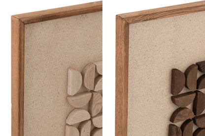 Wanddecoratie Rob van grenenhout/canvas wit/natuurlijk assortiment van 2