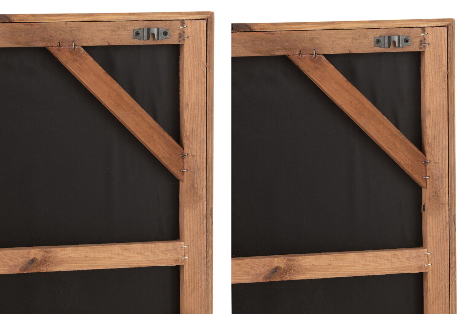 Wanddecoratie Rob van grenenhout/canvas wit/natuurlijk assortiment van 2