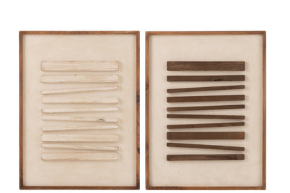 Wanddecoratie Mike Grenenhout/Canvas Wit/Natuurlijke Assortiment Van 2