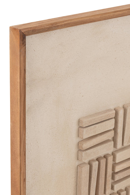 Wanddecoratie John Grenen Hout/Canvas Wit