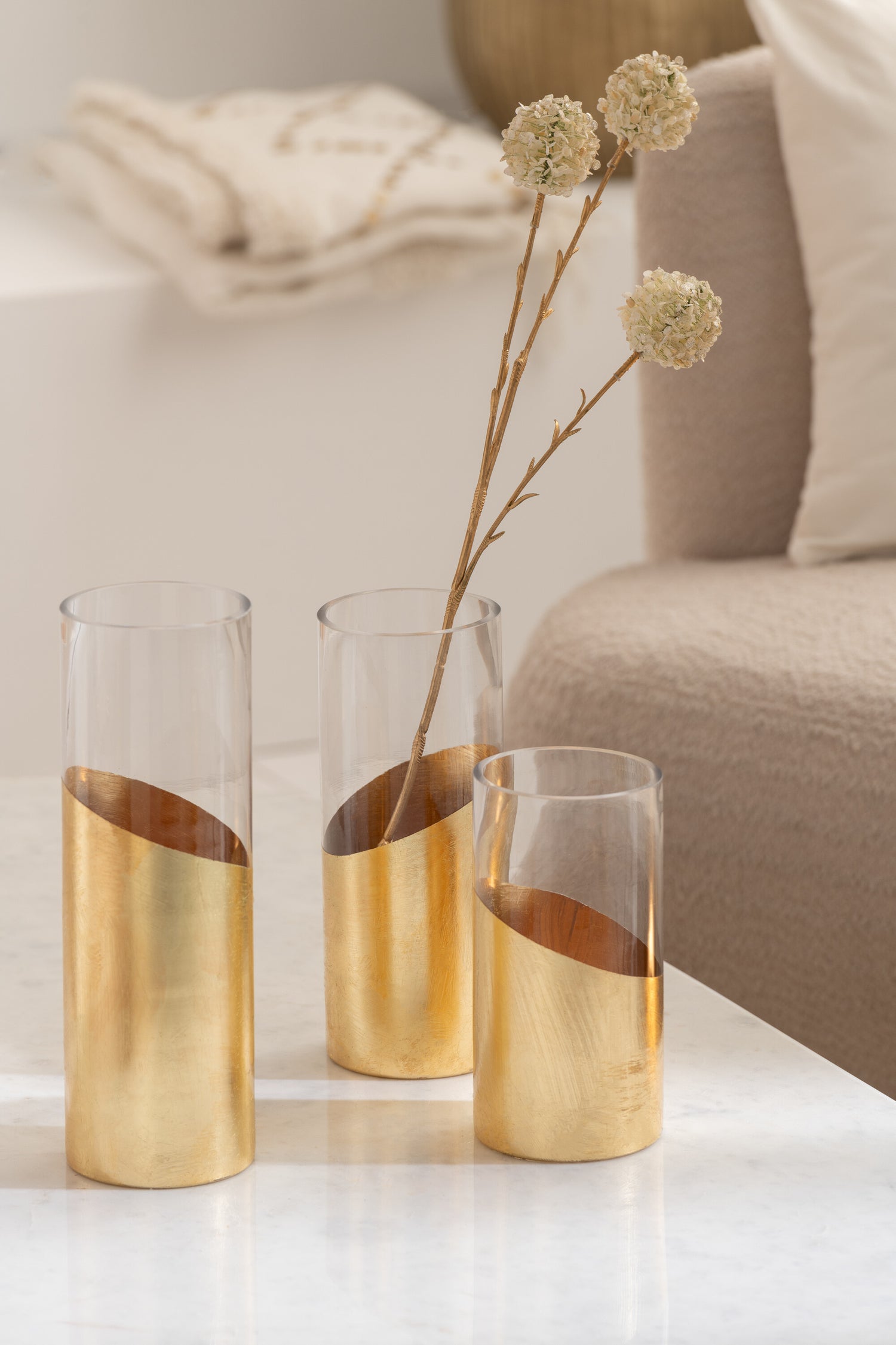 Orkaan Moa Glas Transparant/Goud Groot