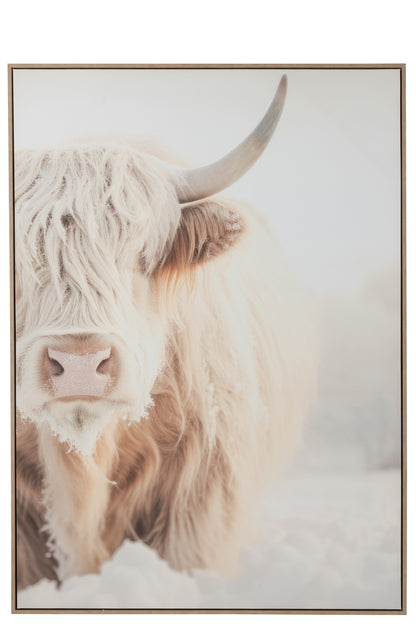 Wanddecoratie Yak Gezicht Grenenhout/Polyresin Wit/Beige