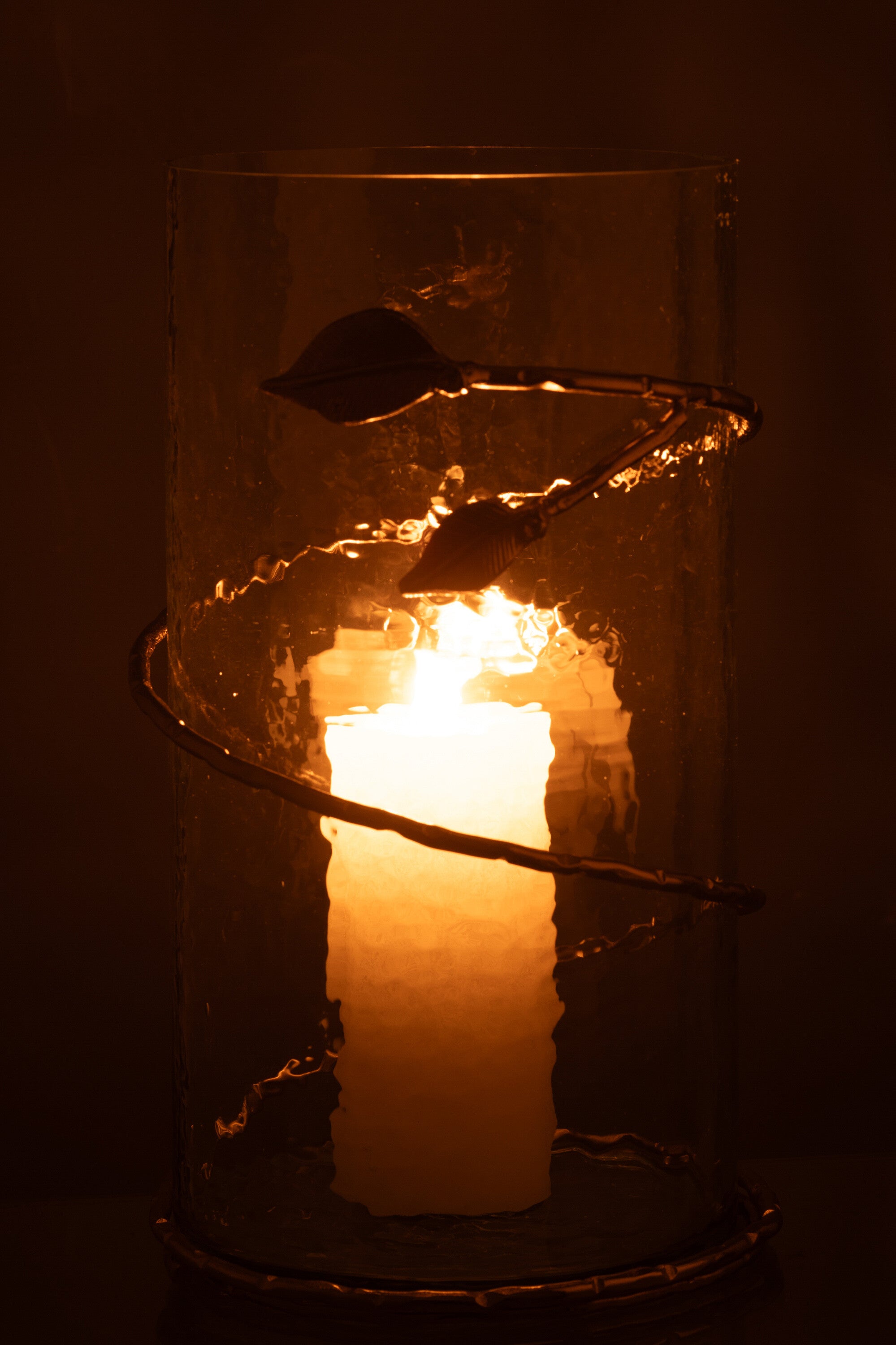 Vaas Blad Lang Glas/IJzer Transparant/Goud