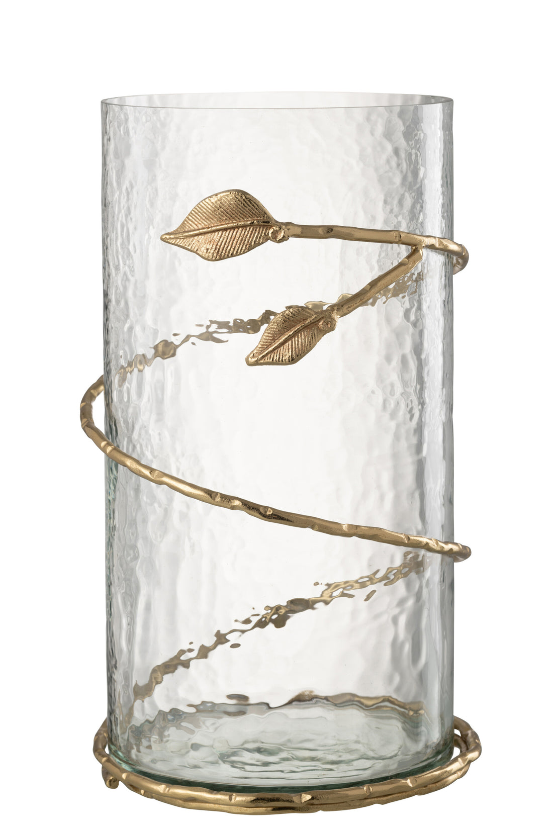 Vaas Blad Lang Glas/IJzer Transparant/Goud