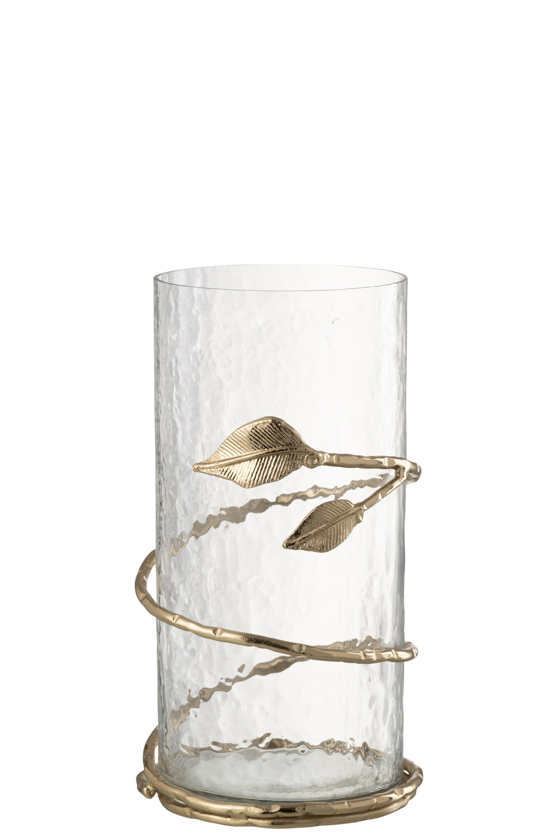 Vaas Blad Kort Glas/IJzer Transparant/Goud