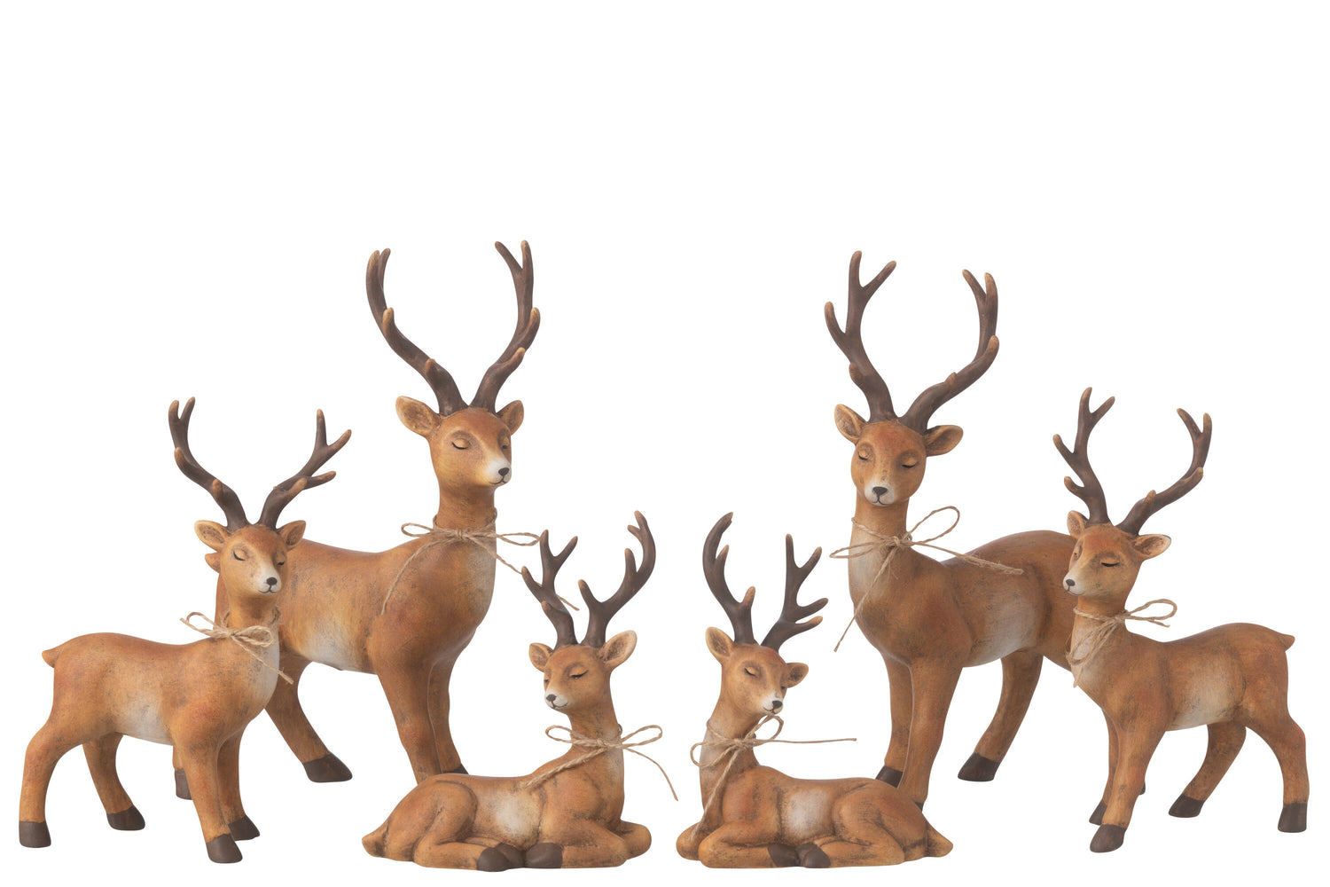 Herten Jute Knoop Porselein Bruin Groot Assortiment Van 2