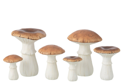 Paddenstoel Porselein Wit/Bruin Groot Assortiment Van 2