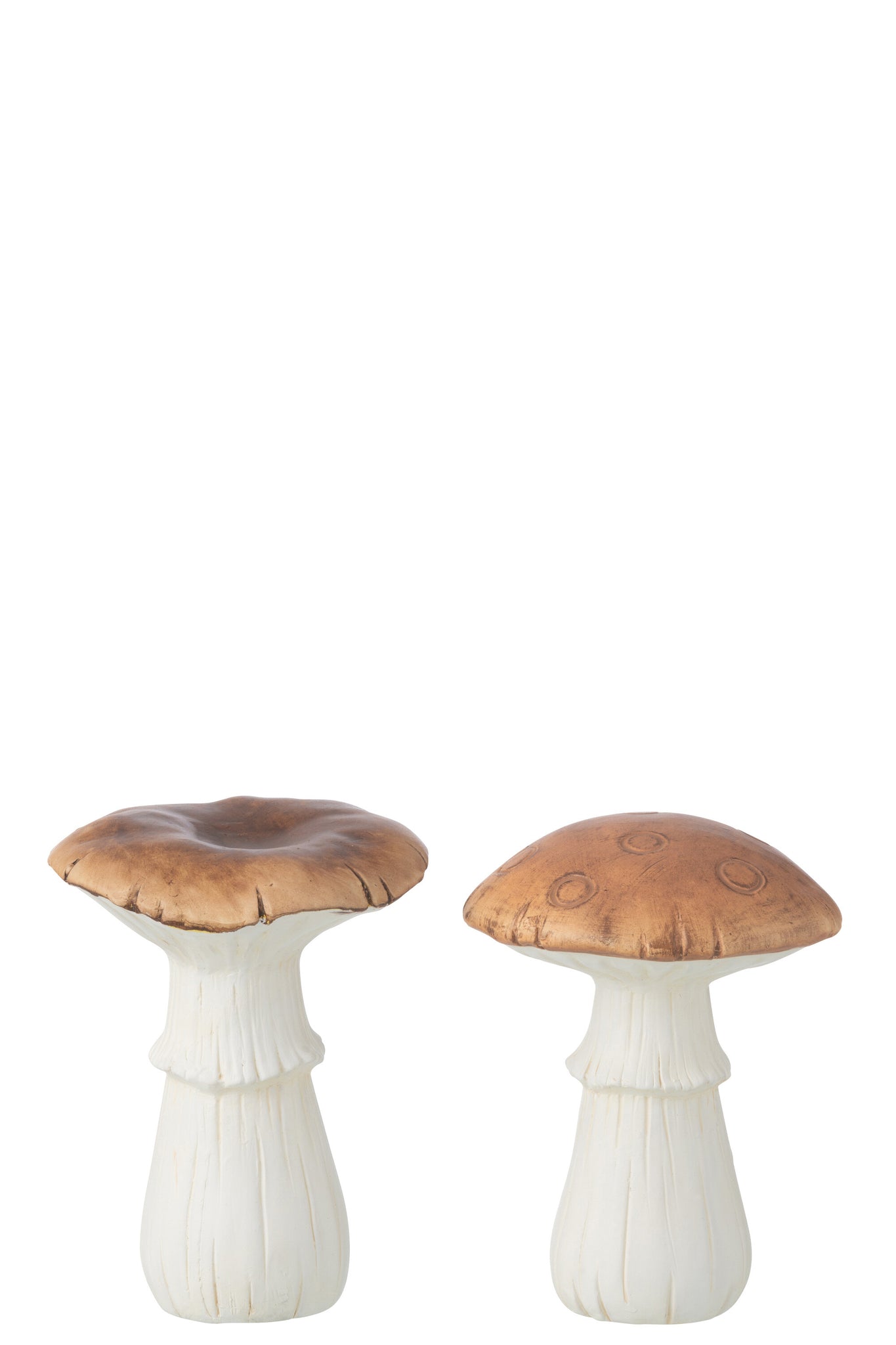 Paddenstoel Porselein Wit/Bruin Groot Assortiment Van 2