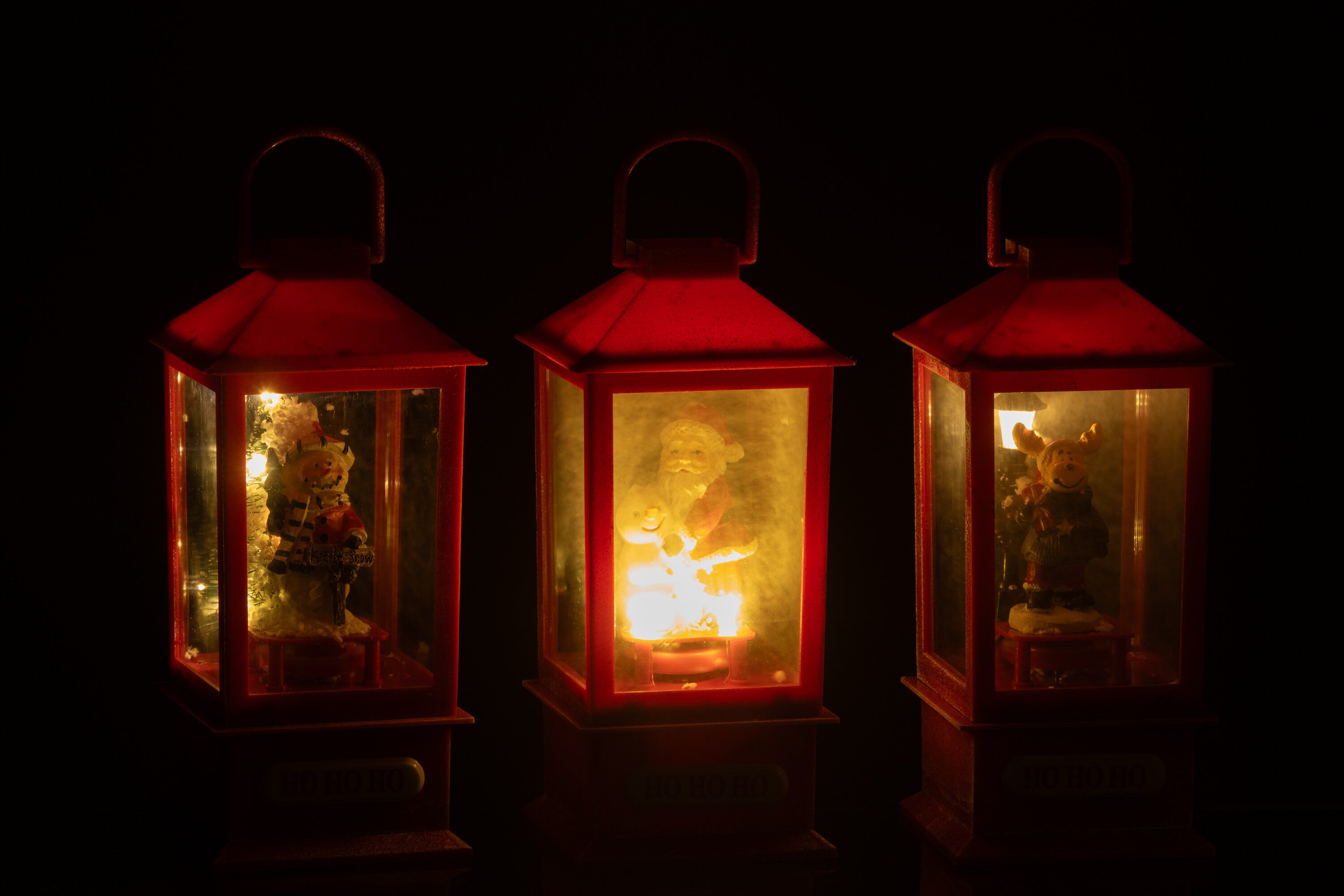 J-Line Snowglobe Lantern Led Christmas Resin Assortment Of 3
