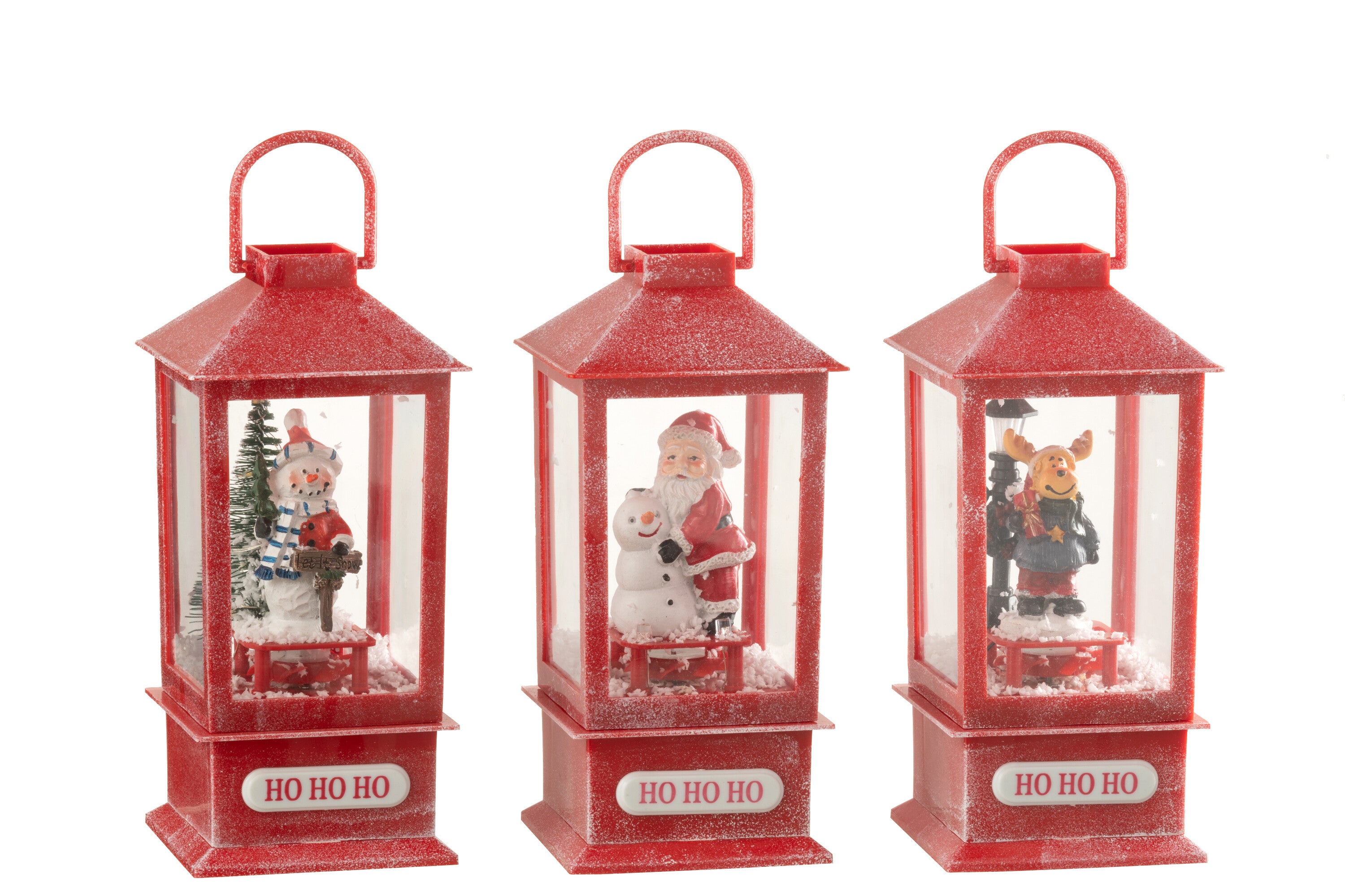 J-Line Snowglobe Lantern Led Christmas Resin Assortment Of 3