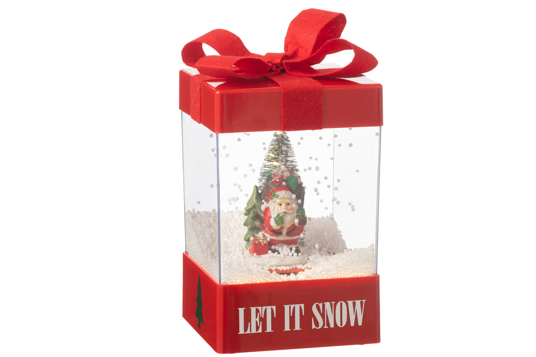 Sneeuwbol cadeaubox met LED Santa van hars