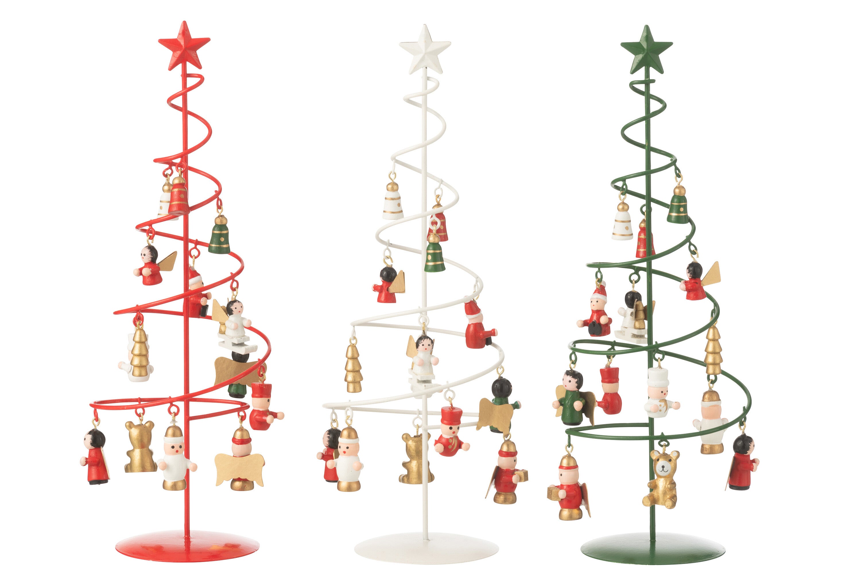 J-Line Christmas Tree+Figurines Swirl Metal Mix Assortment Of 3