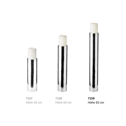 EDZARD kandelaar Boston voor kaars diameter 10 cm, gehamerd, RVS glanzend vernikkeld, H 83 cm