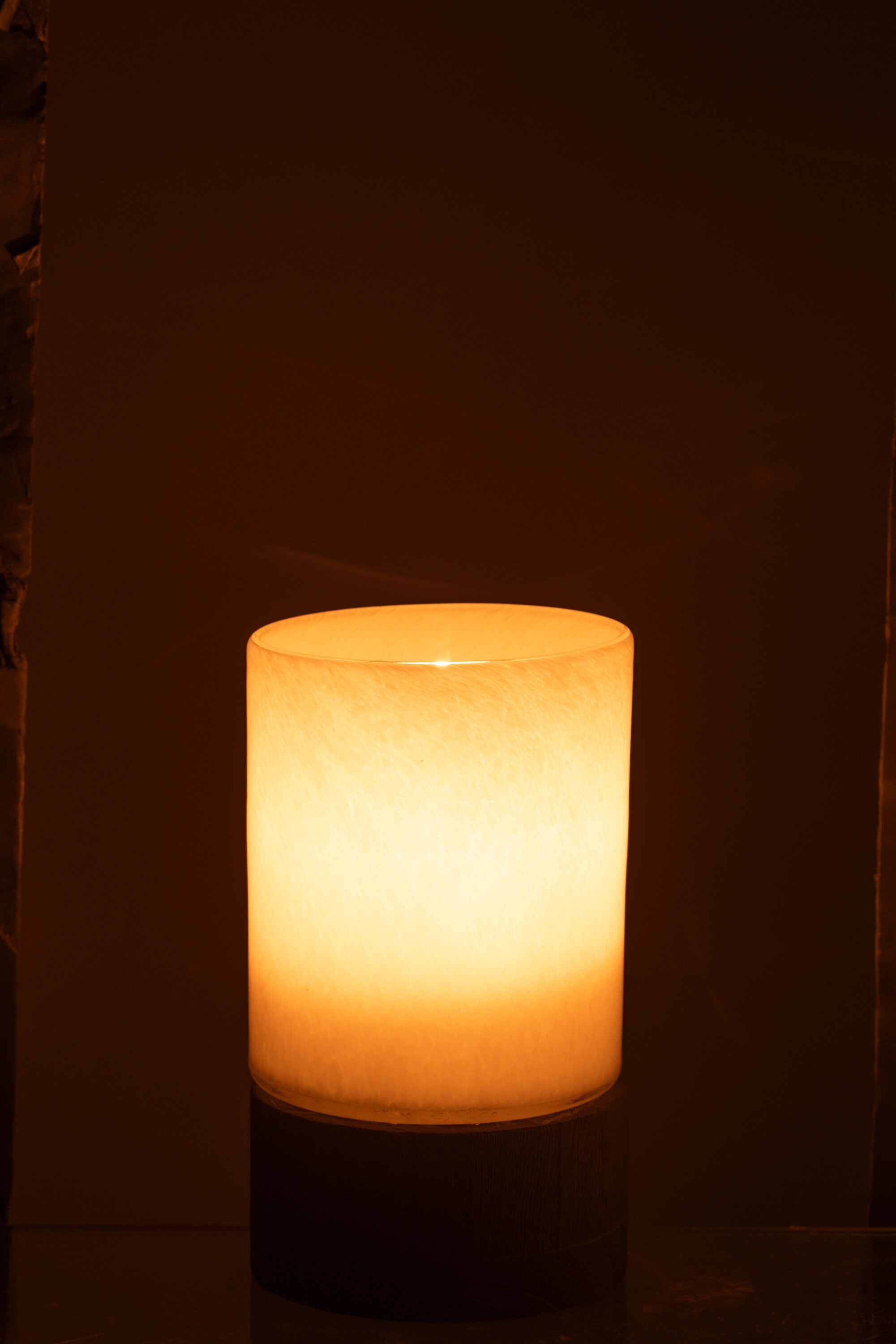 J-Line Windlicht/Vaas Ray Glas/Wilg Wit/Zwart Small