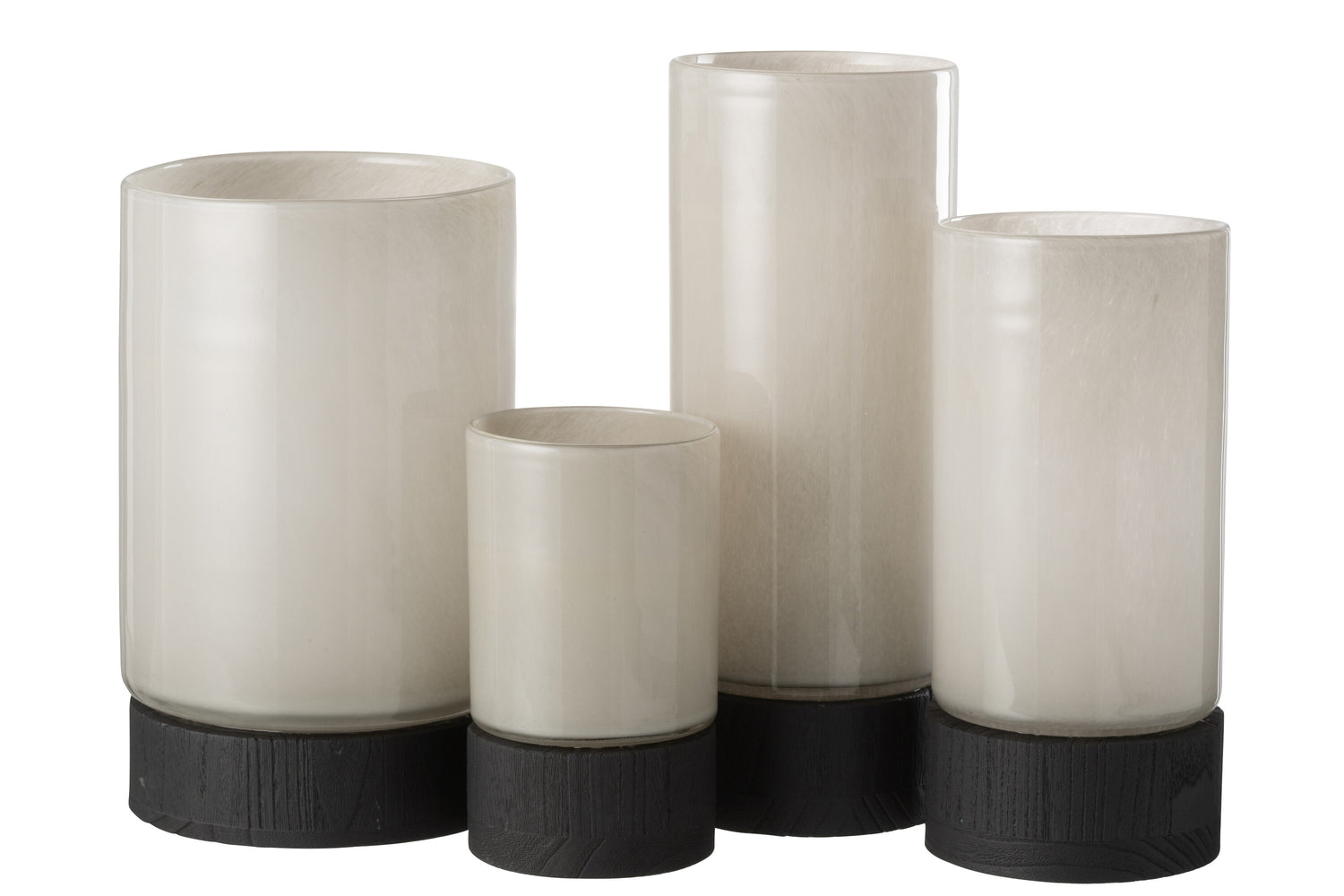 J-Line Windlicht/Vaas Ray Glas/Wilg Wit/Zwart Extra Large