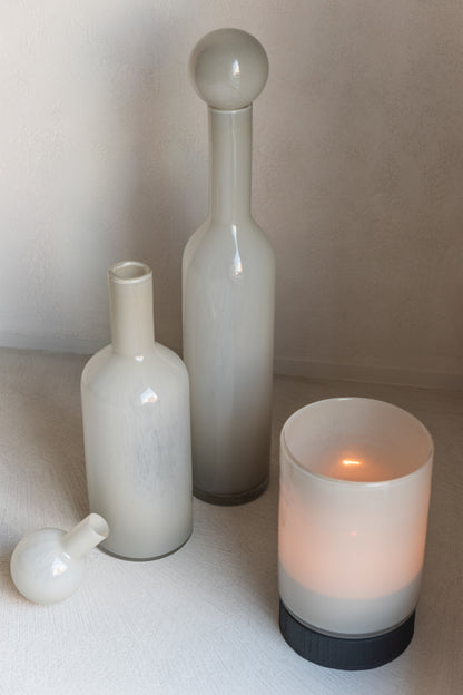 J-Line Vaas Fles+Stop Effen Glas Wit Small